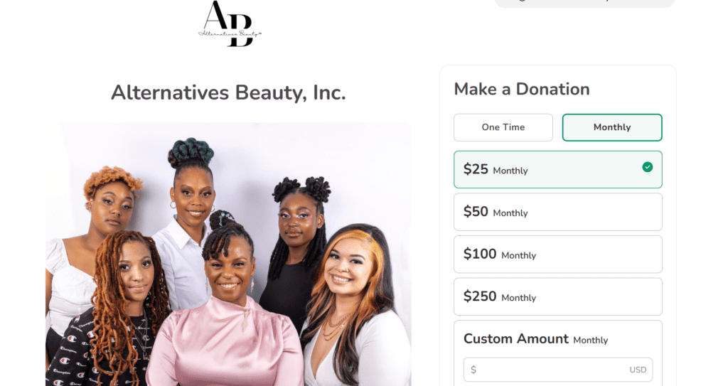 Alternatives Beauty Donor Page Image